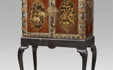 A very large nanban lacquer cabinet-on-stand. 17th century