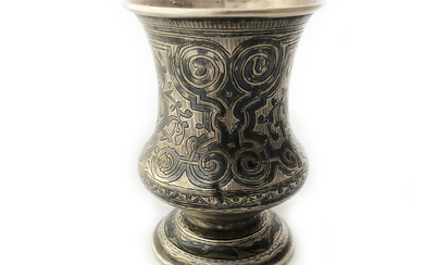 A very unique "Kiddush" cup, 84 Russian silver with...