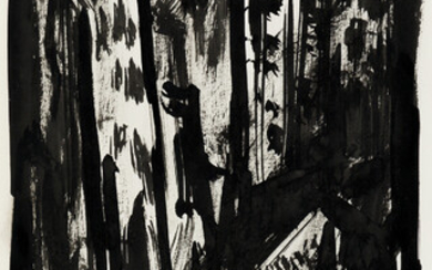 ABRAHAM WALKOWITZ Abstract Cityscape. Brush and ink on paper, 1914. 340x200 mm; 13...