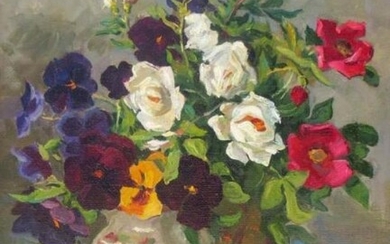 ALEXANDER MAXIMENKO (1916-2011, Ukrainian) 'Still Life with Flowers' 1992),...