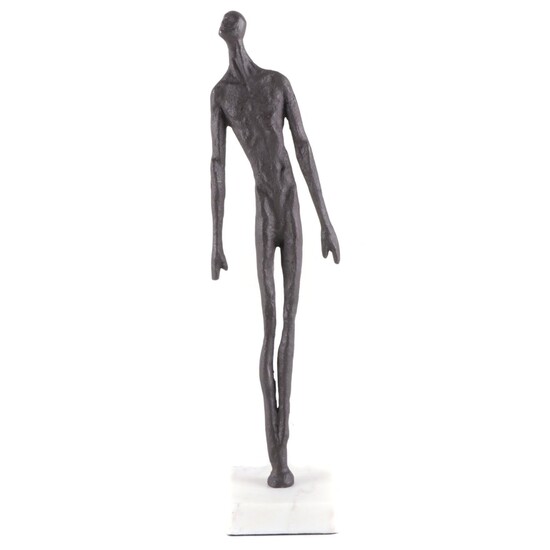 Abstract Metal Male Figurine on Marble Base
