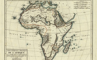 [Afrique]. "Carte générale et Politique de l'Afrique. Carte engr. par E. MENTELLE avec bordures manuscrites,...