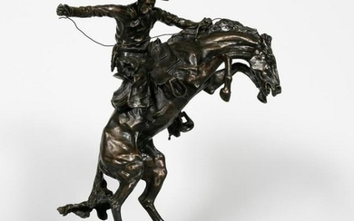 After Remington, "Bronco Buster" Bronze Sculpture