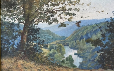 Alfred GARDON "Les Alpes Mancelles", 1924 Huile sur toile signée en bas à droite, annotée...