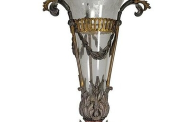 Amazing antique French bronze & glass flower stand