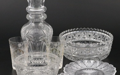American Brilliant Style Cut Glass Bowls and Relish Dishes with Other Tableware