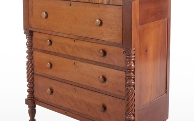 American Empire Cherrywood and Mahogany Four-Drawer Chest, Mid-19th Century