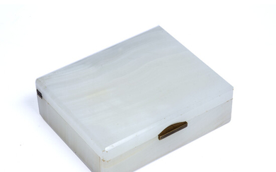 An Art Deco white onyx rectangular box