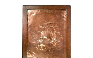 An Arts and Crafts copper rectangular panel. Circa 1910, rep...