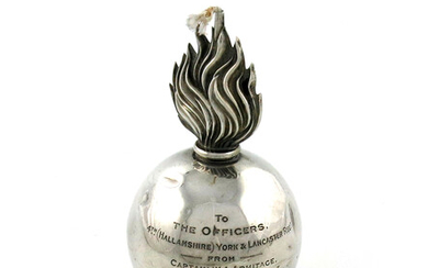 An Edwardian novelty silver military table cigar lighter