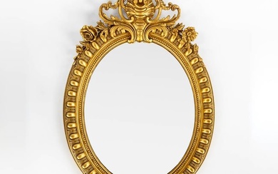 An antique mirror, gilt in a Louis XV style. 19th C. (W:89 x H:126 cm)