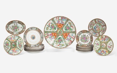 An assorted group of twenty Chinese Export porcelain Rose Mandarin tablewares, 18th / 19th century