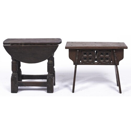 An oak trestle stool, 20th c, in English 16th c style, 48cm ...