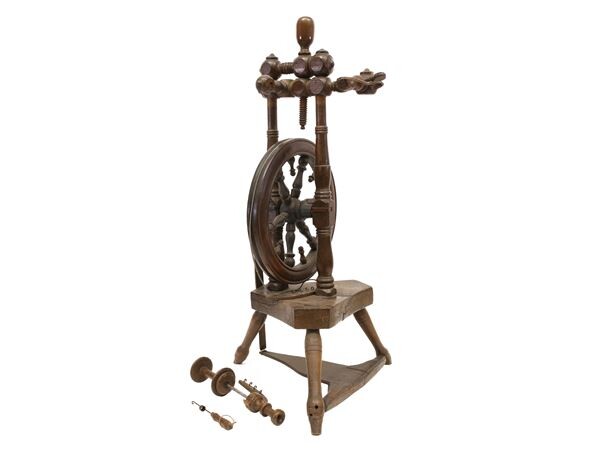 An old walnut spinning wheel