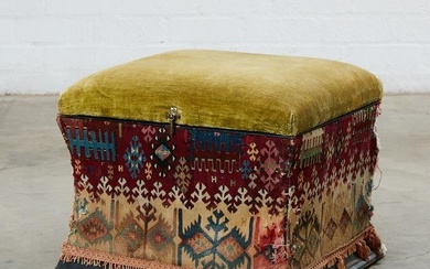 An upholstered box stool, 20th century