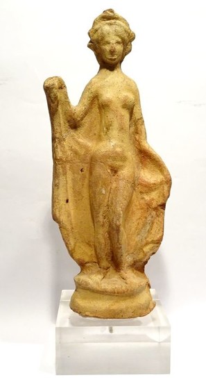 Ancient Greek, Hellenistic Terracotta - Immodest Aphrodite - 1st S. BC - 19.5×8.1×4.4 cm