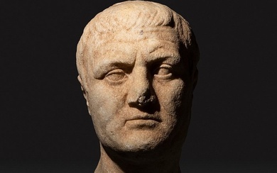 Ancient Roman Marble Male Portrait, 1st century BC – 1st century AD, 32.4 cm Height. Ex Bonham's. Masterpiece.