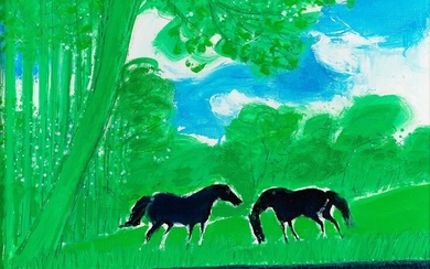 André Brasilier, geb. 1929 Saumur, Deux chevaux au printemps, 2006