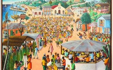Andre Normil "Desafi" Large Haitian Oil on Board