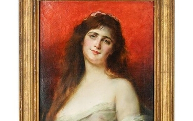 Angelo Asti (1847-1903) Oil On Canvas Portrait