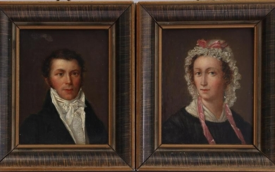 Anonymous, 2 oil paintings with portraits