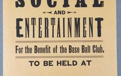 Antique 1907 Base Ball Benefit Poster and Ticket