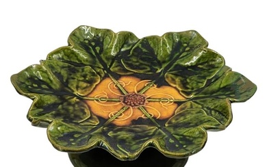 Antique Bretby Majolica Footed Bowl With Old Restoration See Pics