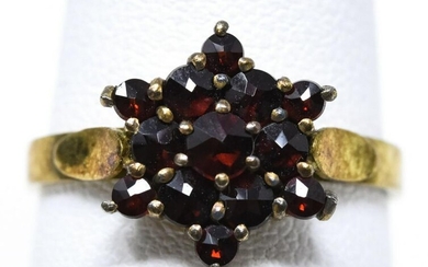 Antique C 1900 Rose Cut Garnet Starburst Ring