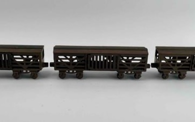 Antique Cast Iron Train Stock Cars with Horses