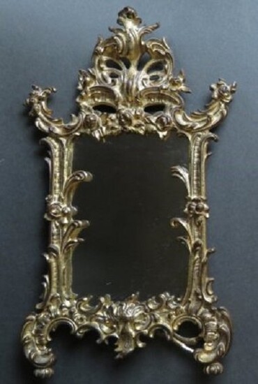 Antique French Belle Jardin Mirror Metal Easel Frame