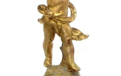 Antique French Metal & Onyx Miniature Cupid Clock
