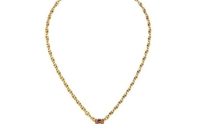 Antique Gold, Garnet and Diamond Pendant with Chain
