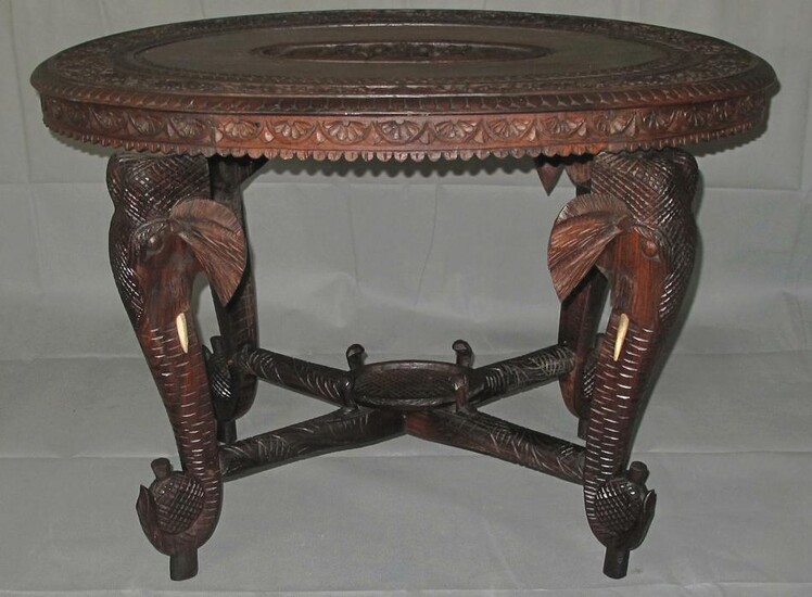 Antique Middle Eastern oval Teak elephant table GC4A