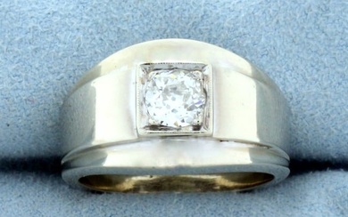 Antique Old European Cut 2/3ct Solitaire Diamond Ring in 14K White Gold