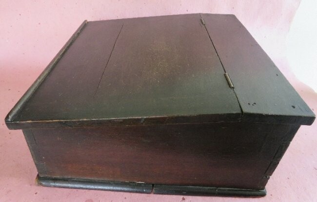 Antique Solid Wood Bible Box Writing Slope 1860s