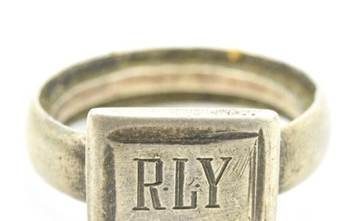 Antique Sterling Monogram Ring Made from Coin