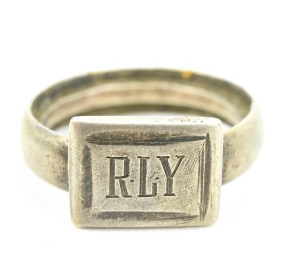 Antique Sterling Monogram Ring Made from Coin