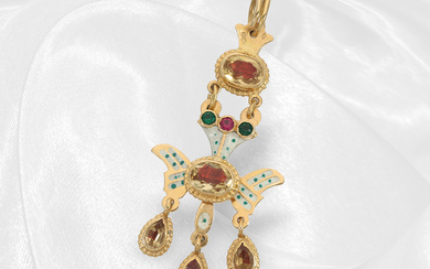 Antique goldsmith's pendant with enamel and coloured stones, France circa 1890