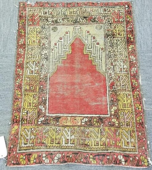 Antique handmade Turkish prayer rug (as seen-wear) 2'9"