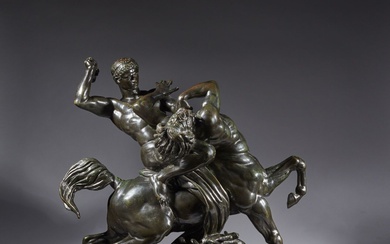 Antoine-Louis BARYE (1795-1875) Thésée combattant le centaure Biénor Modèle créé en 1849 ; édition Barbedienne...