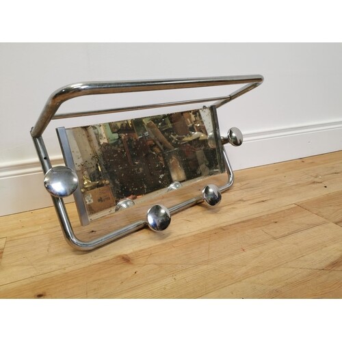 Art Deco chrome wall coat hanger with mirrored back. {30 cm ...