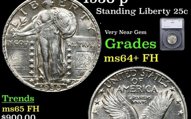 ***Auction Highlight*** 1930-p Standing Liberty Quarter 25c Graded ms64+ FH By SEGS (fc)