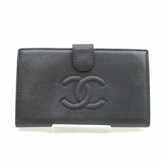 Authentic CHANEL Cavier Skin Long Wallet