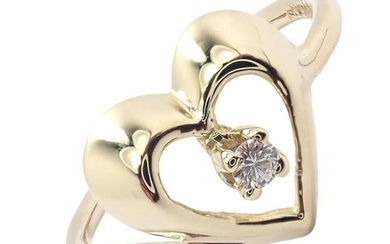 Authentic! Vintage Tiffany & Co 18k Yellow Gold Diamond Heart Ring