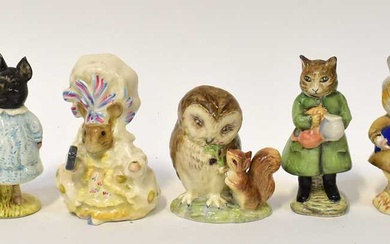 BESWICK; nine Beatrix Potter figures comprising 'Pig-Wig', 'Simpkin' and 'Timmy...
