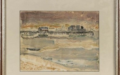 BRUCE MCKAIN (Massachusetts/Indiana, 1900-1990), Provincetown Wharf., Mixed media on paper, 12" x