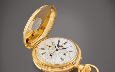 Badollet A large and heavy gold demi-hunting case perpetual calendar...