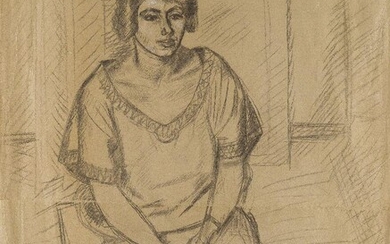 Barnett Freedman, British 1901-1958- Seated Woman; pencil on paper, estate stamp lower right, 65 x 52.5 cm (unframed) (ARR) Provenance: the Estate of the artist Note: Barnett Freedman was one of the most in-demand commercial artists of the mid-20th...
