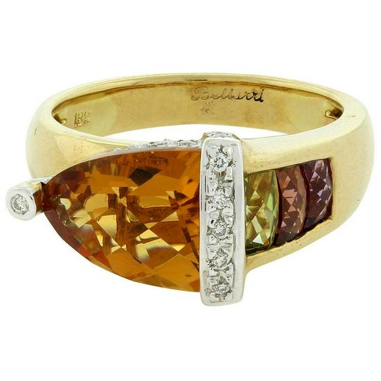 Bellarri Citrine Multi-Color Gemstone Diamond Gold Ring