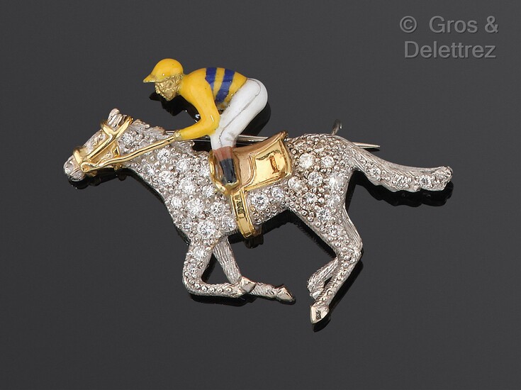 Broche « Jockey » en or gris et jaune, le... - Lot 259 - Gros & Delettrez